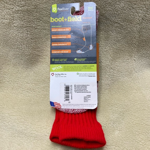 FOX RIVER Thermal Boot Socks | Heavy Weight Wool Blend | Size Large - Picture 3 of 5